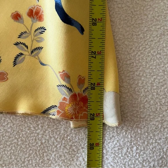 A.M.I. SILK SKIRT ASYMMETRICAL FLORAL BIRDS SZ 12 - Picture 12 of 16